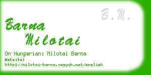 barna milotai business card